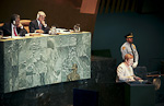  Presidentti Halonen käyttää Suomen kansallisen puheenvuoron YK:n 66. yleiskokouksen avajaisissa New Yorkissa 21. syyskuuta 2011. Copyright © Tasavallan presidentin kanslia 